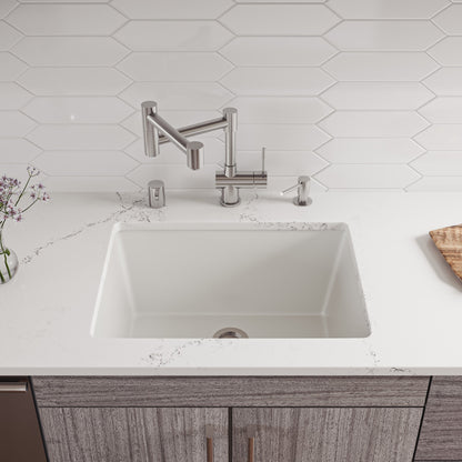 ALFI brand AB2418UD 24" x 18" Fireclay Undermount / Drop In Fireclay Kitchen Sink