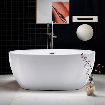 WOODBRIDGE 59" Acrylic Freestanding Bathtub Contemporary Soaking Tub