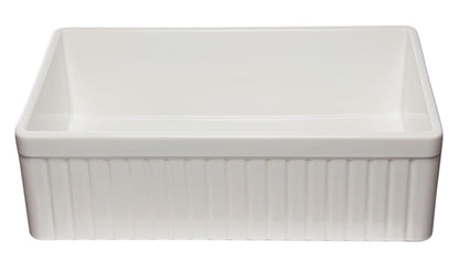 ALFI brand AB532 AB532-W 33" White Single Bowl Fluted Apron Fireclay Farm Sink