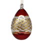 Lattice  Banded Stipple Glass Egg - Red