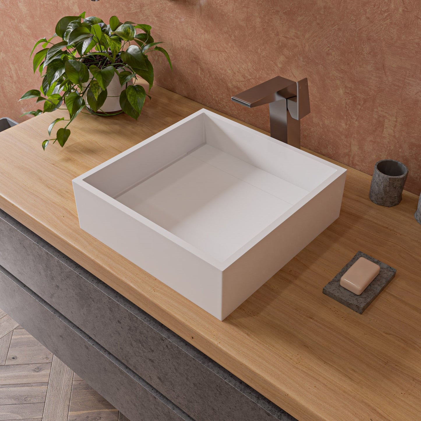 ALFI brand  ABCO1019 4 Piece Solid Concrete Gray Matte Bathroom Accessory Set