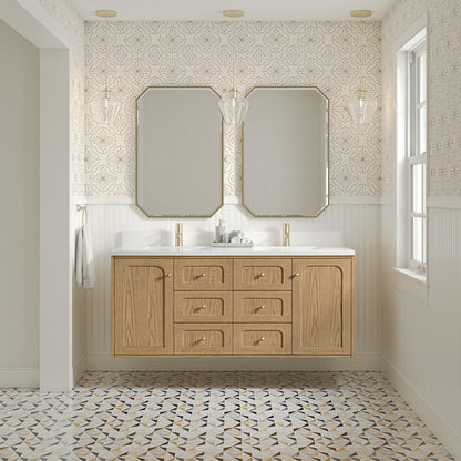 Laurent 60" Double Vanity, Light Natural Oak