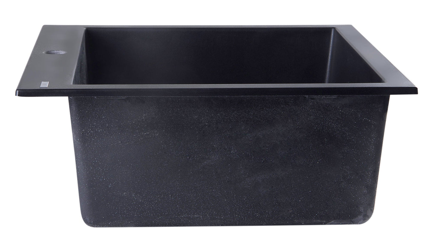 ALFI brand AB2420DI 24" Drop-In Single Bowl Granite Composite Kitchen Sink