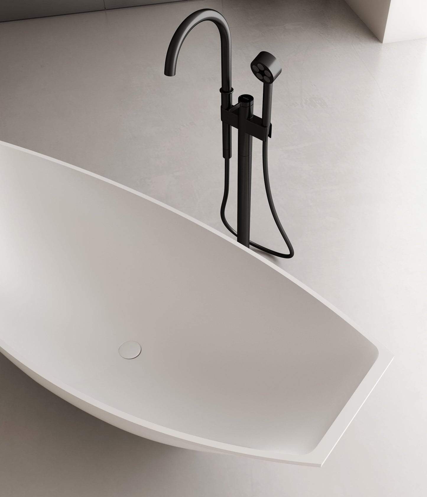 ALFI brand  AB9991 White Matte 71" Solid Surface Resin Free Standing Hammock Style Bathtub