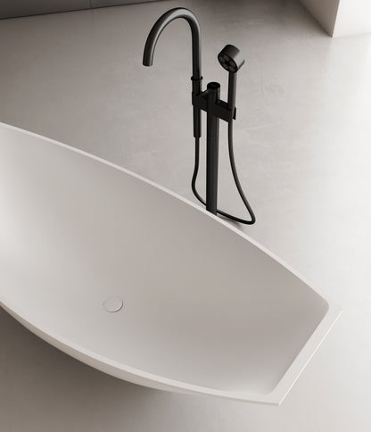 ALFI brand  AB9991 White Matte 71" Solid Surface Resin Free Standing Hammock Style Bathtub