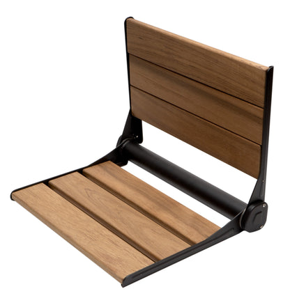 ALFI brand ABS17 17" Wide Foldable Teak Shower Seat with Backrest
