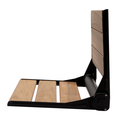 ALFI brand ABS17 17" Wide Foldable Teak Shower Seat with Backrest