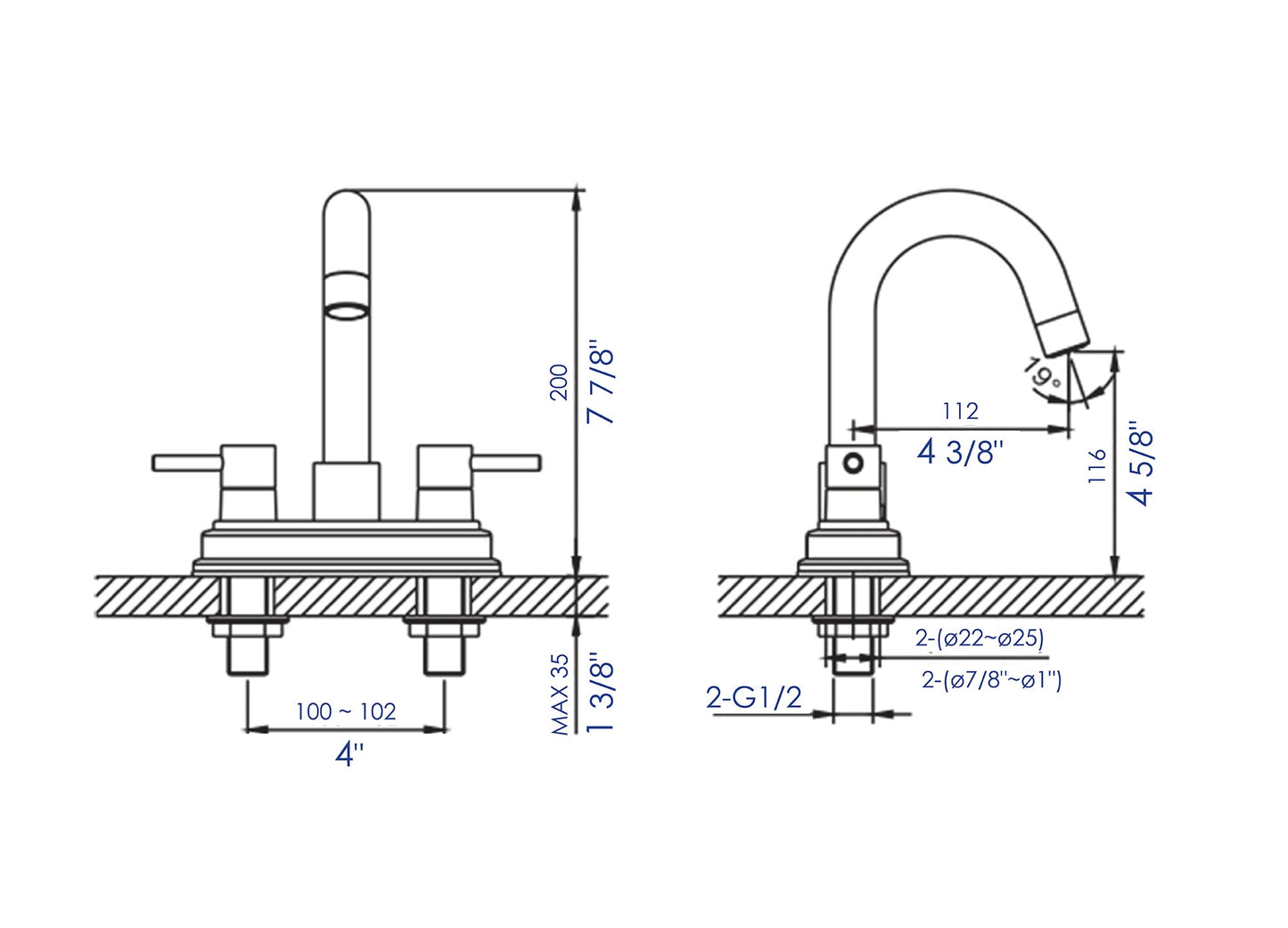 ALFI brand AB1400 Two-Handle 4" Centerset Bathroom Faucet