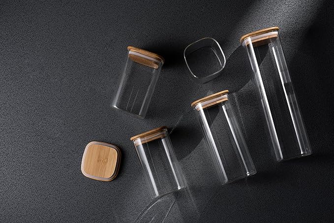 Glass Canister Set & Bamboo Lid by GENICOOK