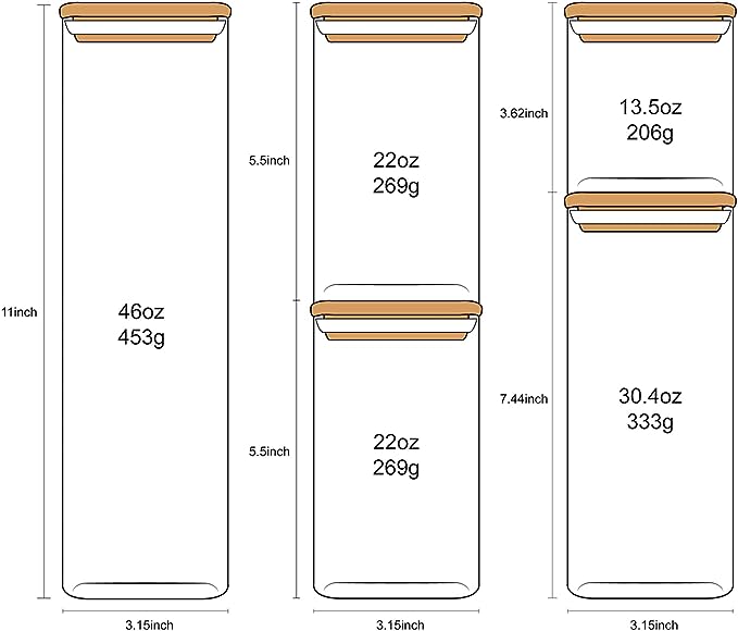 Glass Canister Set & Bamboo Lid by GENICOOK