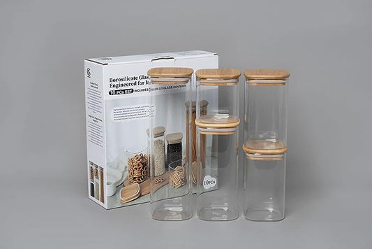 Glass Canister Set & Bamboo Lid by GENICOOK