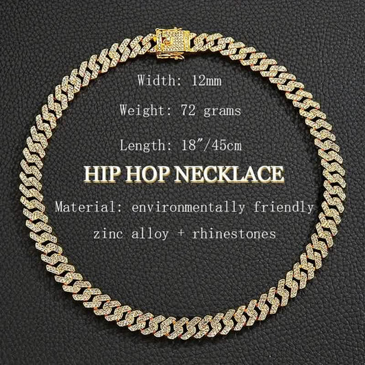Geometric Bling Hip-Hop Cuban Chain Neckiace