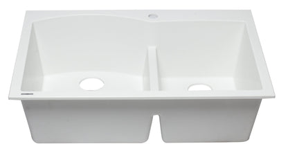 ALFI brand AB3320DI 33" Double Bowl Drop In Granite Composite Kitchen Sink
