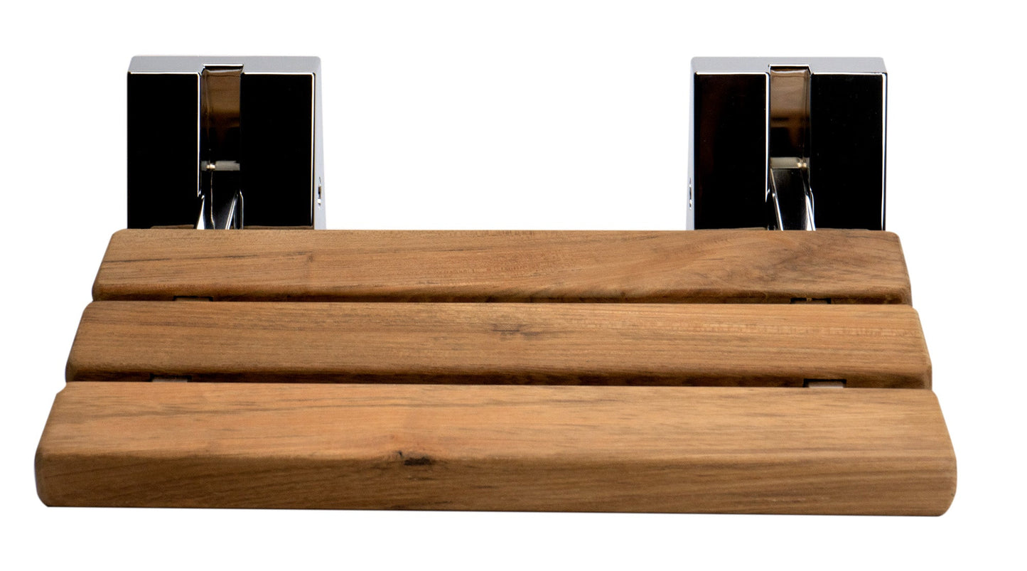 ALFI brand ABS16S 16" Wide Foldable Teak Shower Seat with Square Hardware