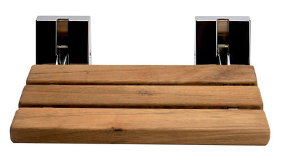 ALFI brand ABS16S 16" Wide Foldable Teak Shower Seat with Square Hardware