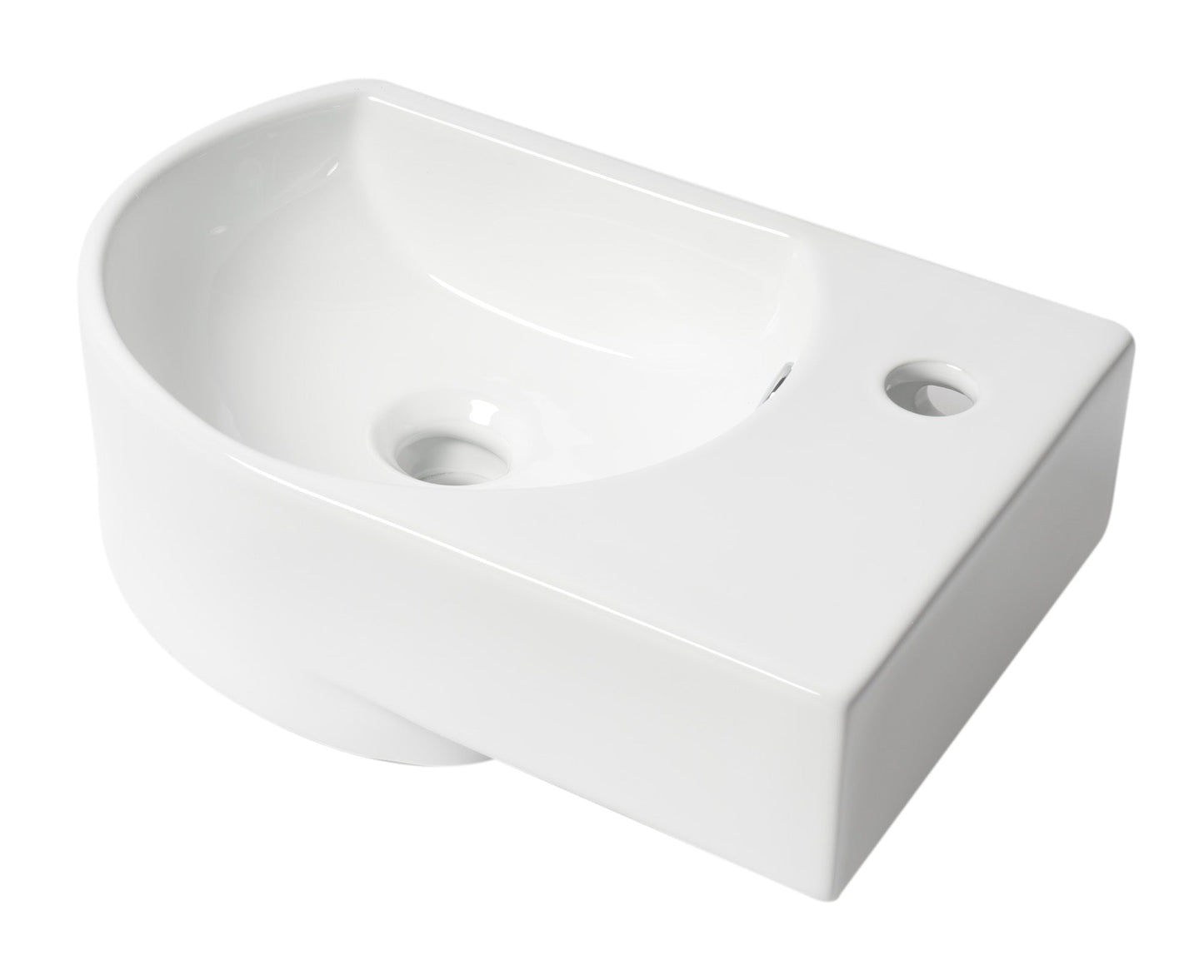 ALFI brand  ABC119 White 16" Small Wall Mounted Ceramic Sink with Faucet Hole