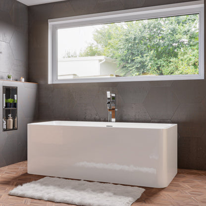 ALFI brand  AB8859 67 inch White Rectangular Acrylic Free Standing Soaking Bathtub