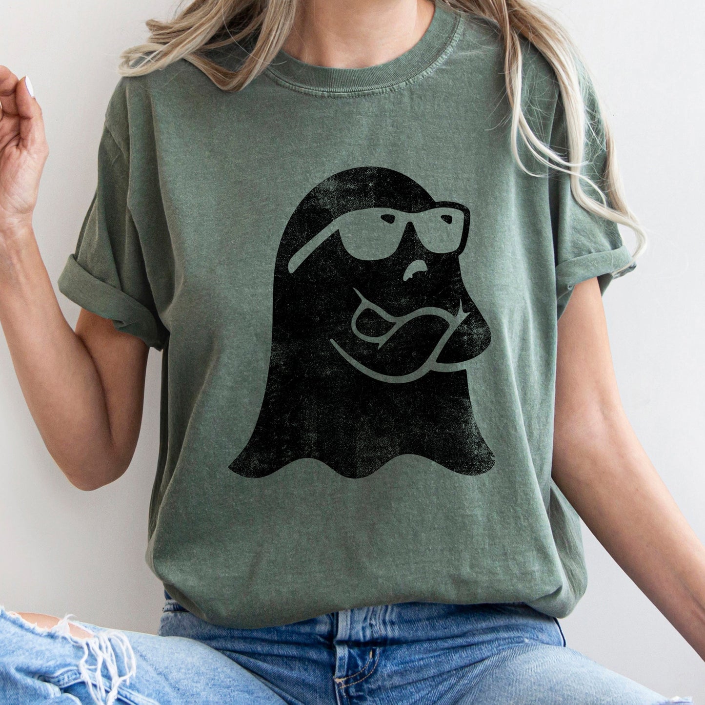 Ghost Arms Crossed Retro Halloween Comfort Colors Tshirt
