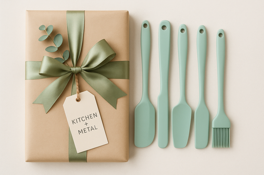 Gift wrapped Kitchen + Metal silicone utensil set