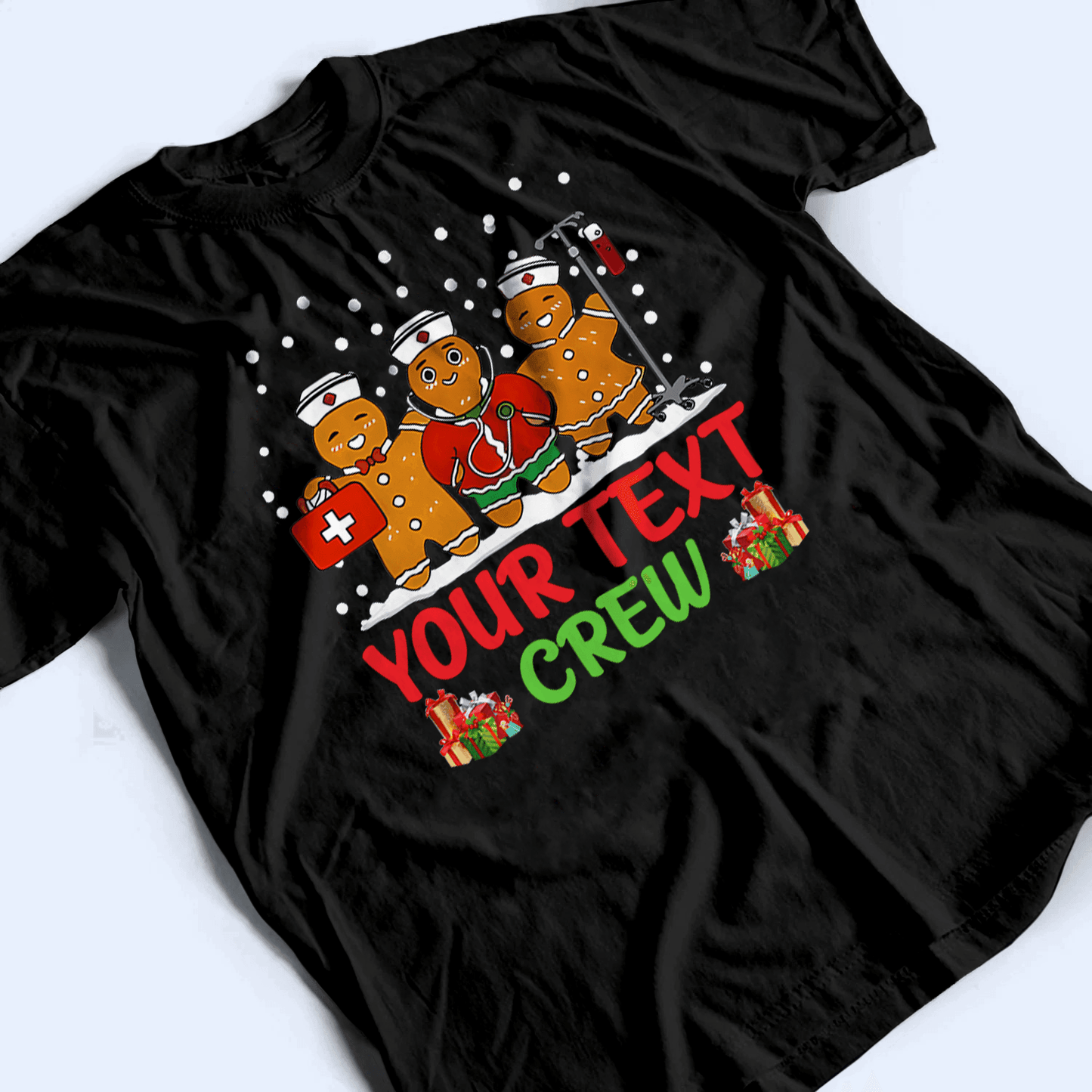 Gingerbread Nurse Crew - Personalized Custom T Shirt - Birthday, Loving, Funny Gift for Nurse, CNA, Healthcare, Registered RN