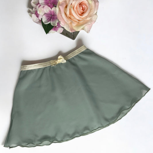 Pistachio Light Green Girls Chiffon Ballet Pull On Skirt