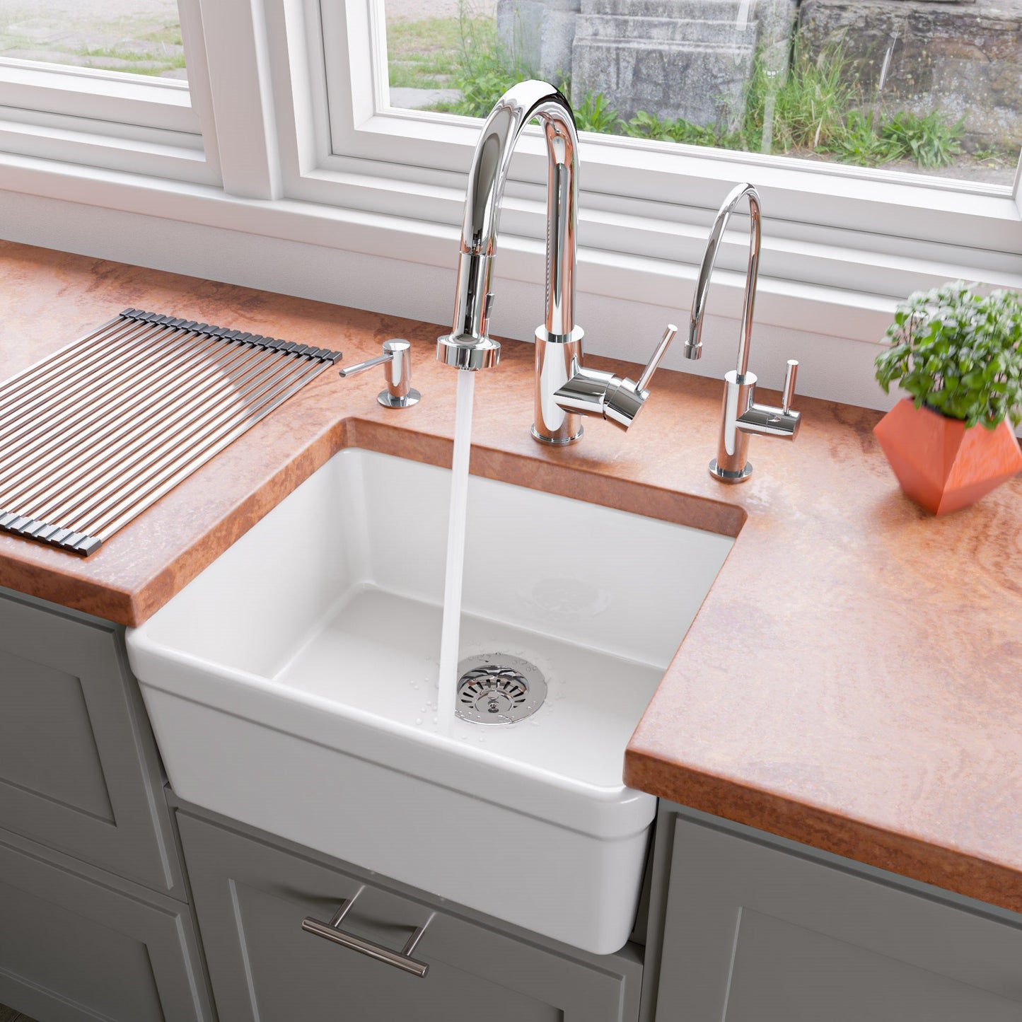 ALFI brand ABKF3262 Sensor Gooseneck Pull Down Kitchen Faucet