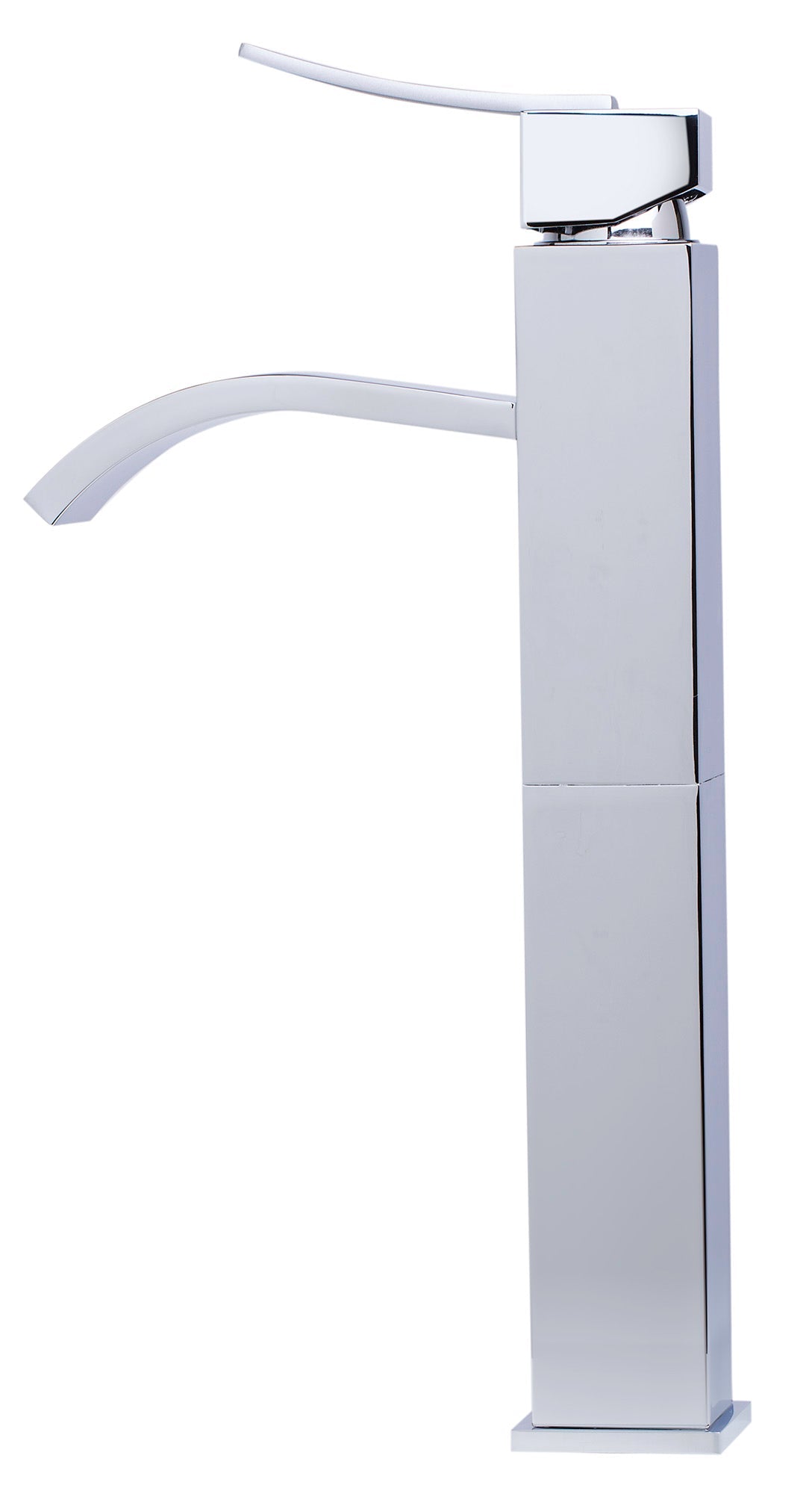 ALFI brand AB1158 Tall Square Body Curved Spout Single Lever Bathroom Faucet