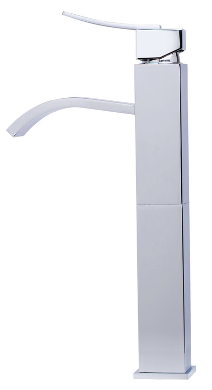 ALFI brand AB1158 Tall Square Body Curved Spout Single Lever Bathroom Faucet