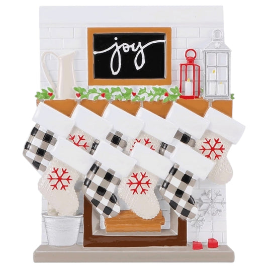 Fireplace Mantle Family of 10 Ornament