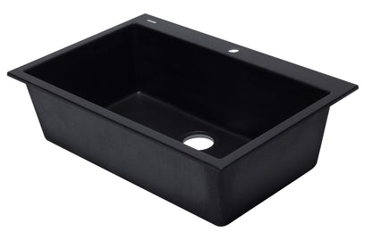 ALFI brand AB3322DI 33" Single Bowl Drop In Granite Composite Kitchen Sink