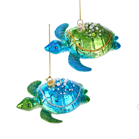 Glass Blue/Green Sea Turtle Ornament