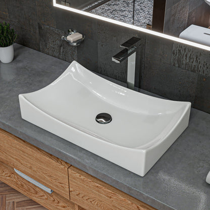 ALFI brand  ABC904 White 26" Fancy Rectangular Above Mount Ceramic Sink