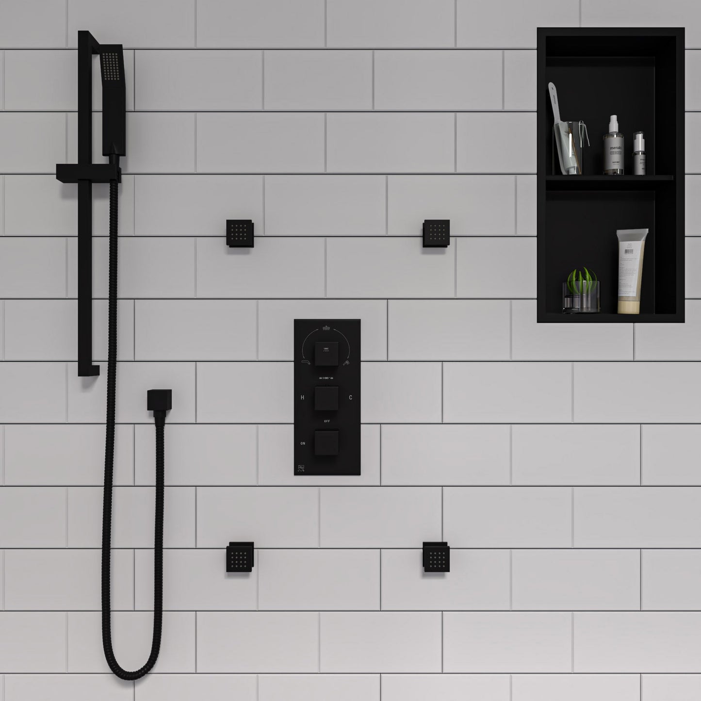 ALFI brand AB7606 Square Sliding Rail Hand Shower Set