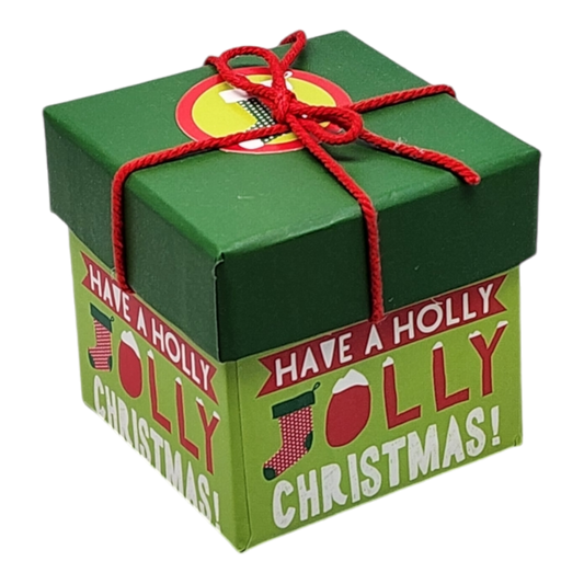Gift Box Cube for Gift Cards - 3" x 3" -  Holly Jolly Christmas
