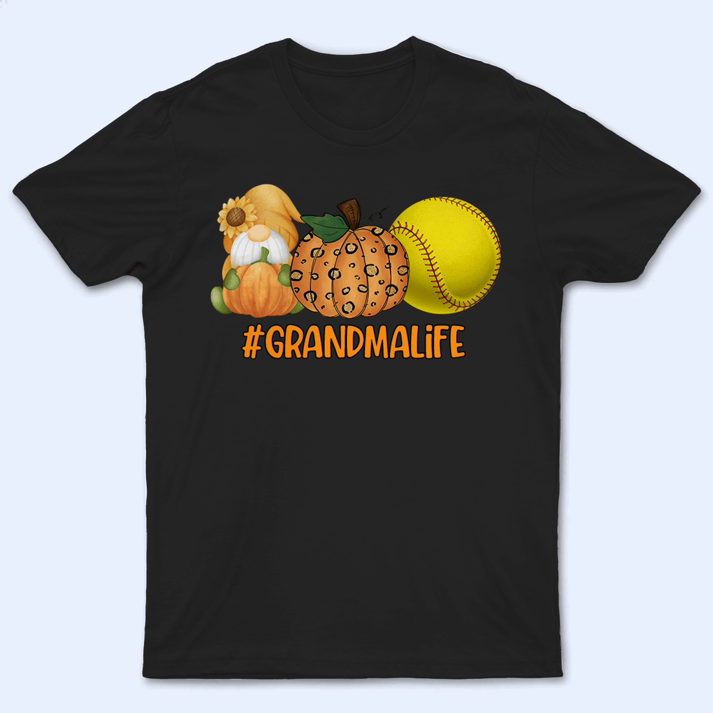 Gnome, Pumpkin and Sport - Personalized Custom T Shirt - Halloween, Loving, Funny Gift for Grandma/Nana/Mimi, Mom, Wife, Grandparent