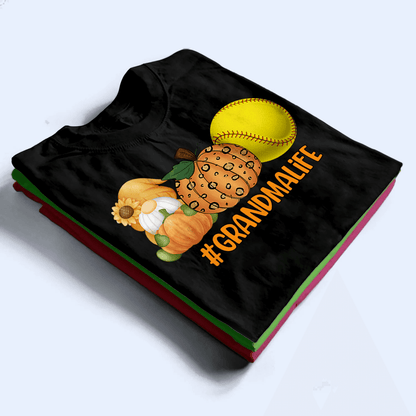 Gnome, Pumpkin and Sport - Personalized Custom T Shirt - Halloween, Loving, Funny Gift for Grandma/Nana/Mimi, Mom, Wife, Grandparent