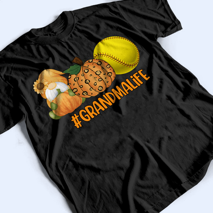 Gnome, Pumpkin and Sport - Personalized Custom T Shirt - Halloween, Loving, Funny Gift for Grandma/Nana/Mimi, Mom, Wife, Grandparent