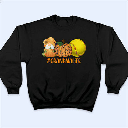 Gnome, Pumpkin and Sport - Personalized Custom T Shirt - Halloween, Loving, Funny Gift for Grandma/Nana/Mimi, Mom, Wife, Grandparent