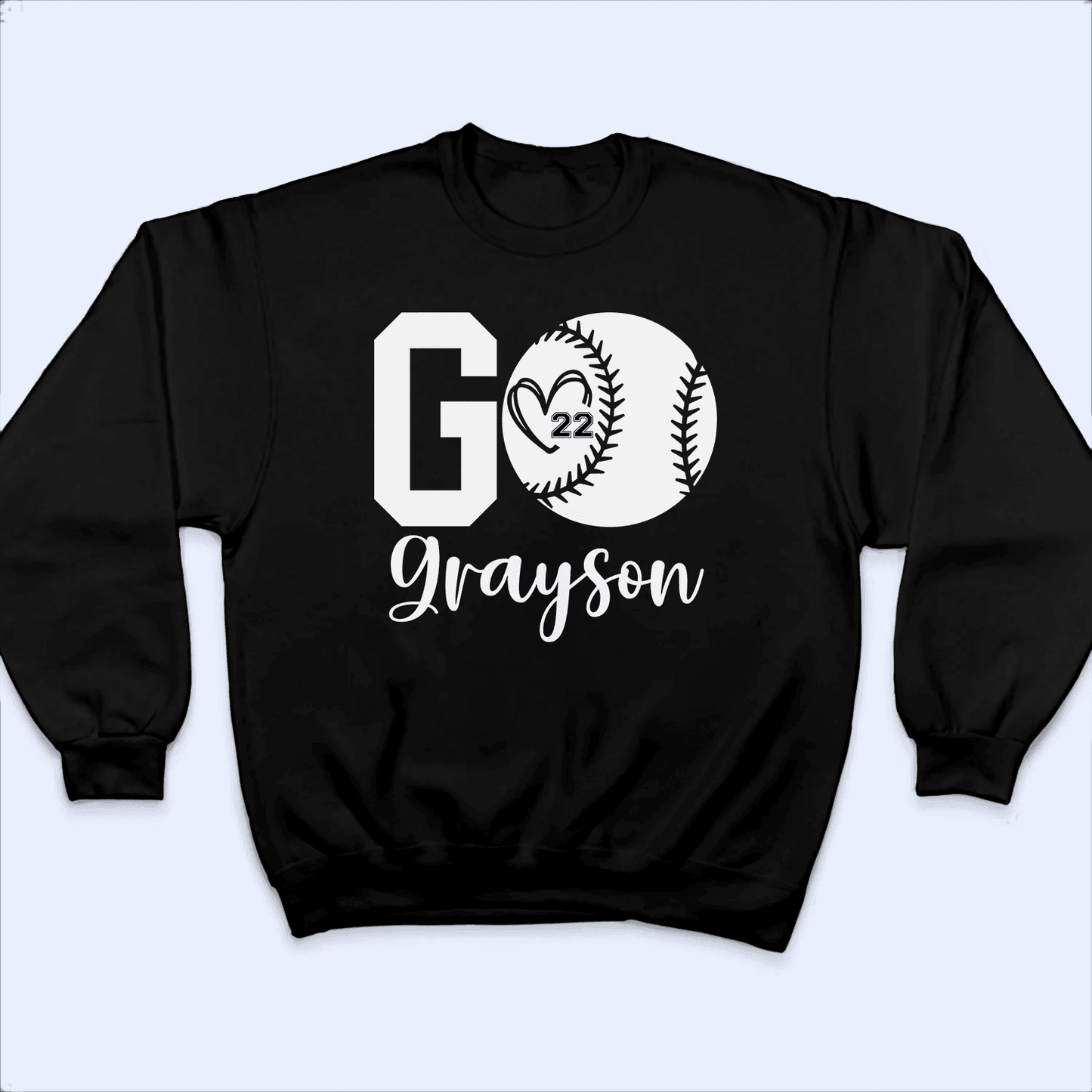 GO Baseball Cheer Mom - Baseball/ Softball Cheers Personalized Custom T Shirt - Birthday, Loving, Funny Gift for Grandma/Nana/Mimi, Mom, Wife, Grandparent