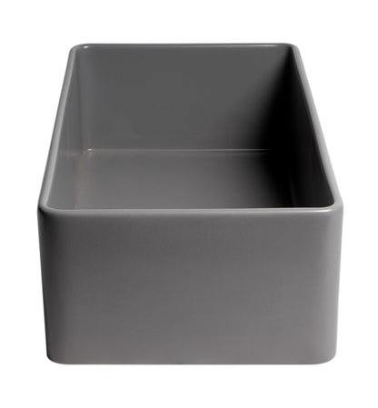 ALFI brand ABF3618 Smooth Apron 36" x 18" Single Bowl Fireclay Farm Sink