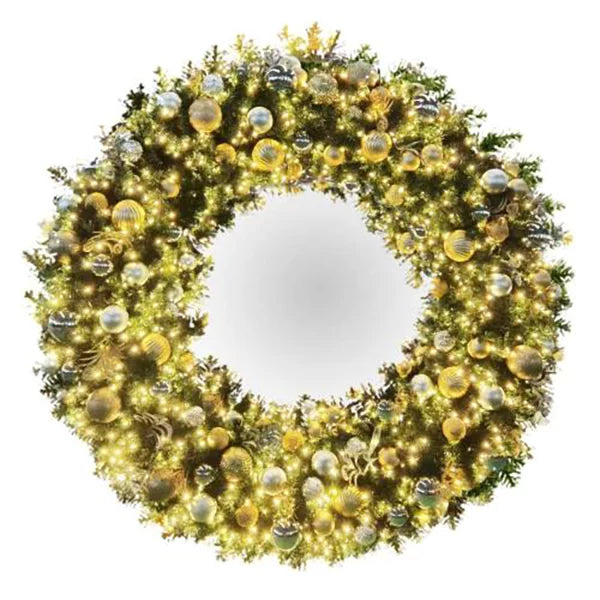 Pre-Decorated Christmas Wreath with Warm White Lights Gold/Silver