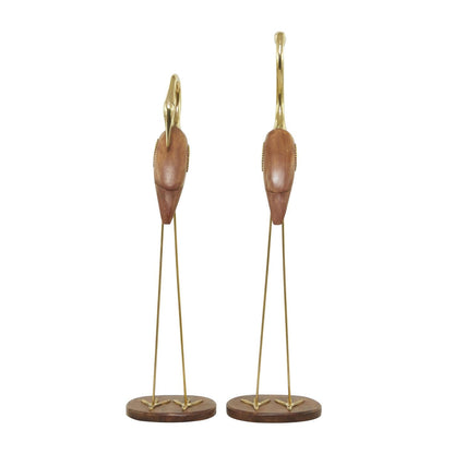 Gold Wood Bird Sculpture – Elegant Nature-Inspired Decor