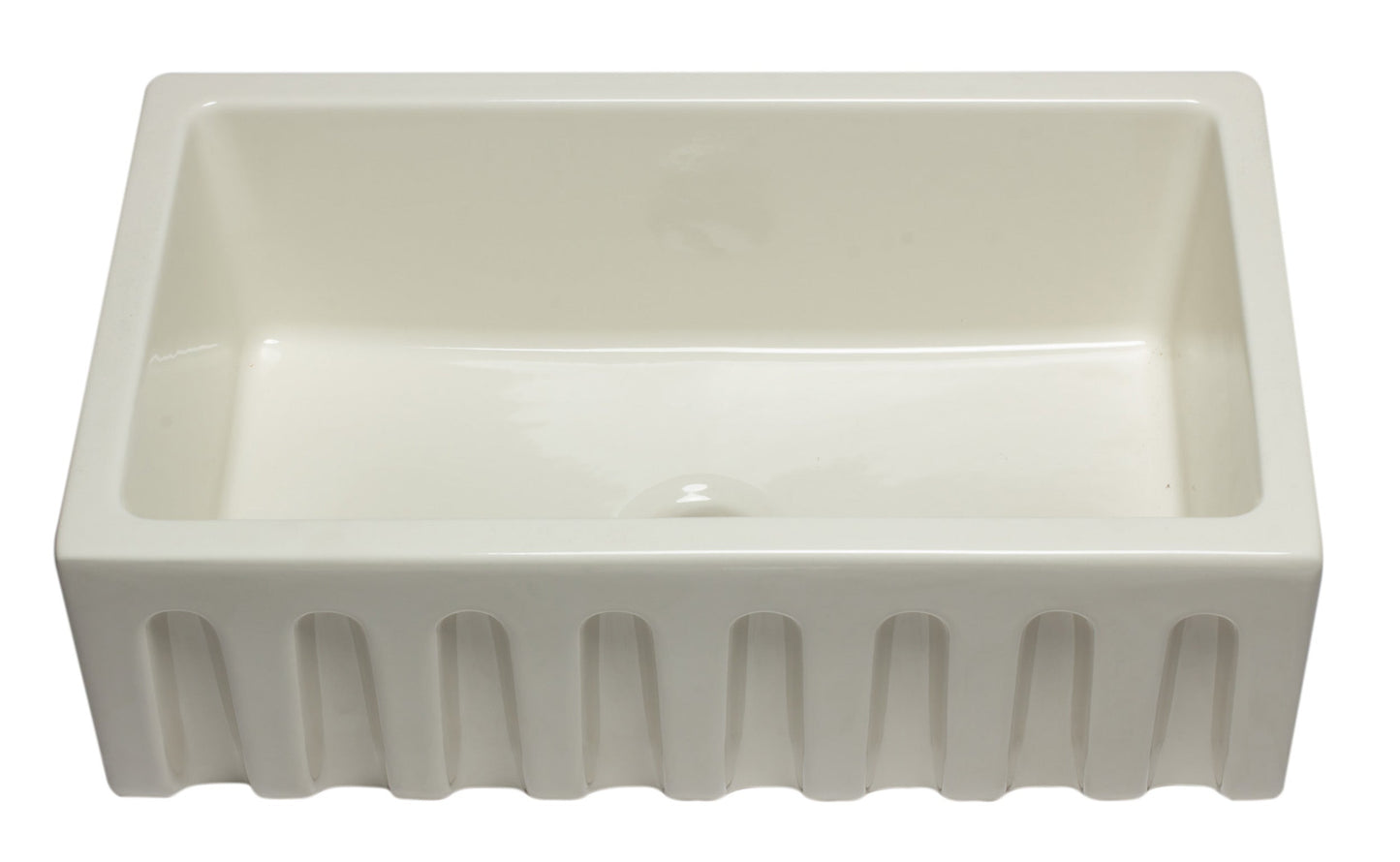 ALFI brand AB3018HS Reversible Smooth / Fluted Single Bowl Fireclay Farm Sink