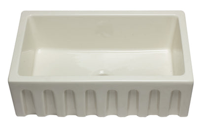 ALFI brand AB3018HS Reversible Smooth / Fluted Single Bowl Fireclay Farm Sink