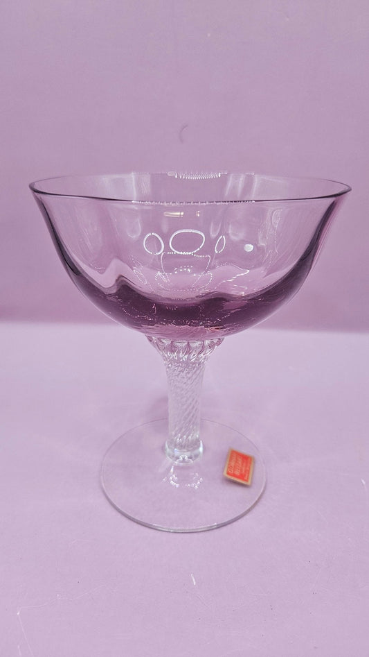 Gorham Reizart Crystal Champagne and Cordial Glass -Plum Color, Elegant Design