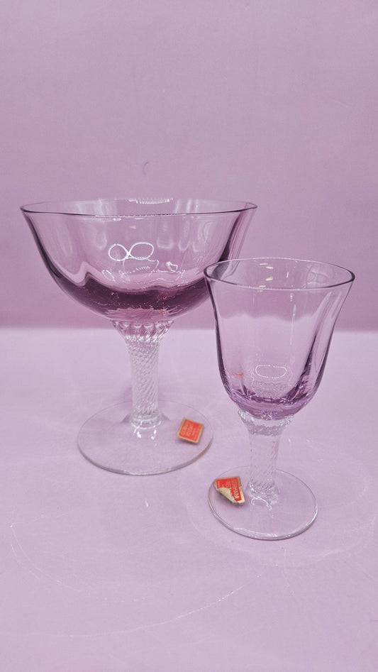 Gorham Reizart Crystal Champagne and Cordial Glass -Plum Color, Elegant Design