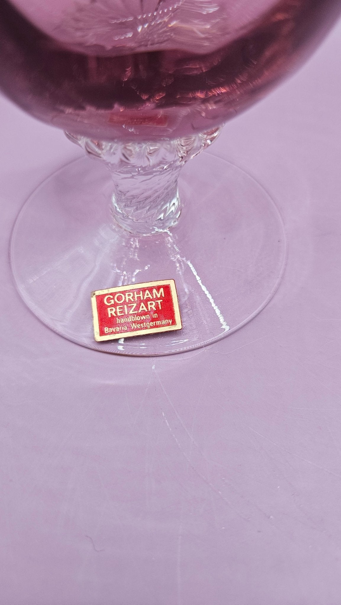 Gorham Reizart Crystal Goblet and Wine Glass - Rose Color, Elegant Design