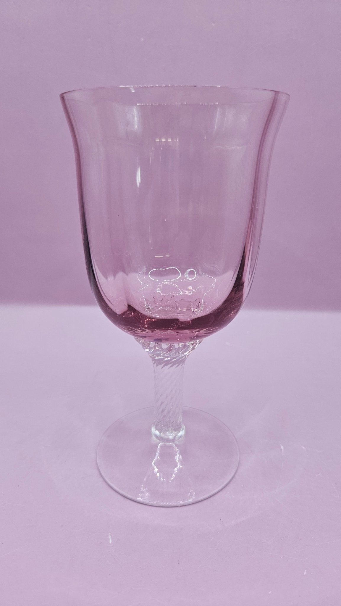 Gorham Reizart Crystal Goblet and Wine Glass - Rose Color, Elegant Design