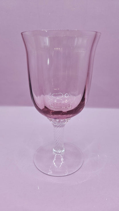 Gorham Reizart Crystal Goblet and Wine Glass - Rose Color, Elegant Design