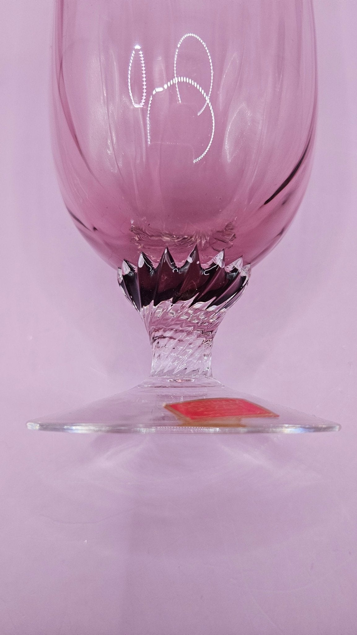 Gorham Reizart Crystal Goblet and Wine Glass - Rose Color, Elegant Design